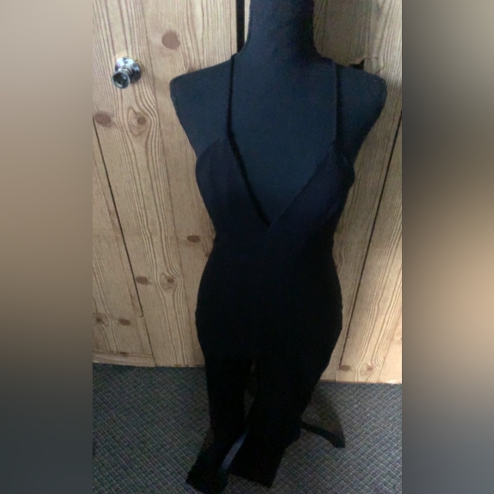 Black jumpsuit with lace zipped back